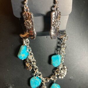 Silver and Turquoise Western Charm Jewelry Set